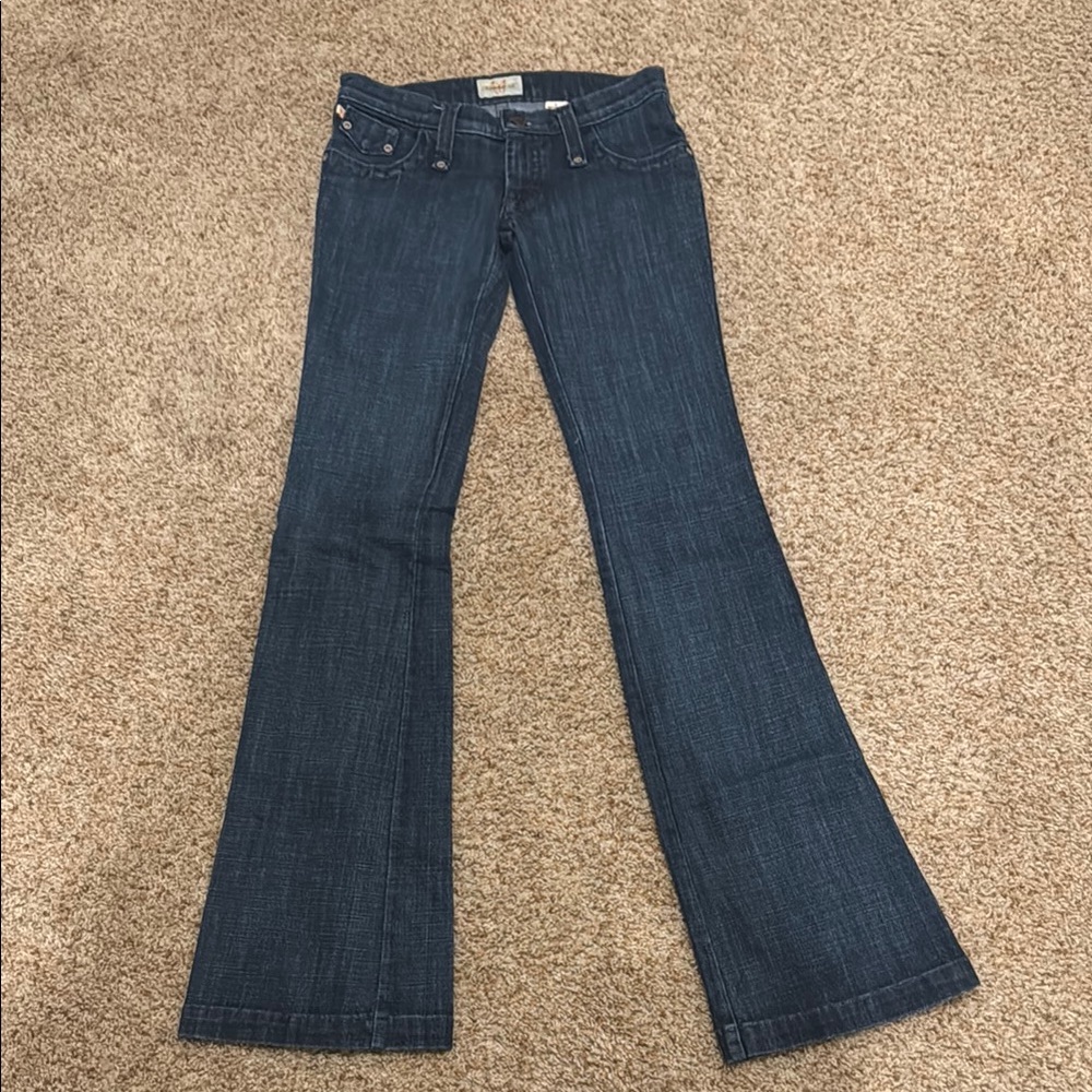 Frankie B. Blue Boot Cut Jeans with Intricate Stitching - Picture 4 of 5